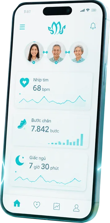 Ứng dụng SafeNSound hiển thị nhịp tim và bước chân của ba mẹ
